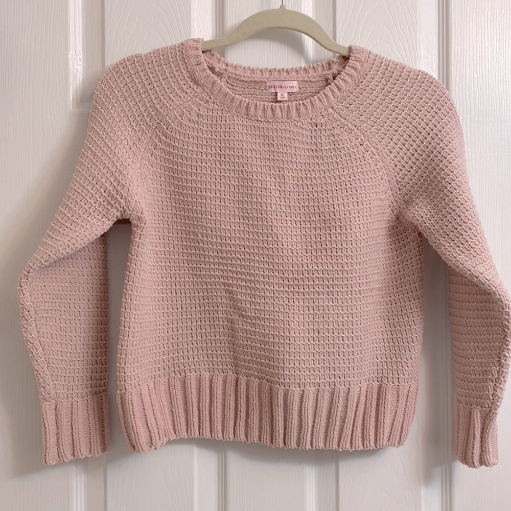 Girls XL Pink with silver stitching Design History sweater.